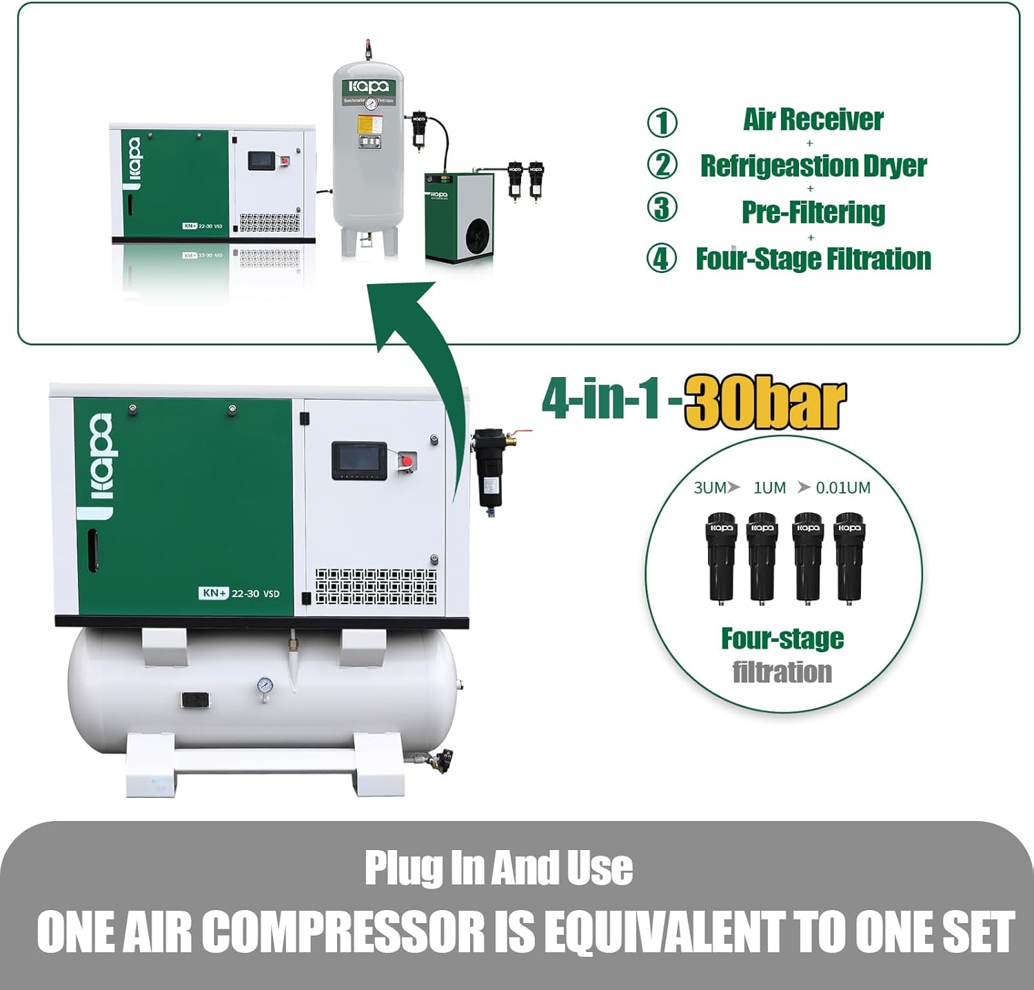 Step-by-step guide for kapa 30hp vsd rotary screw air compressor review,30hp rotary screw air compressor pros cons,kapa 4-in-1 air compressor worth buying,best VSD air compressor for small business,should I buy a kapa rotary screw compressor,kapa air compressor vs competitors - complete tutorial