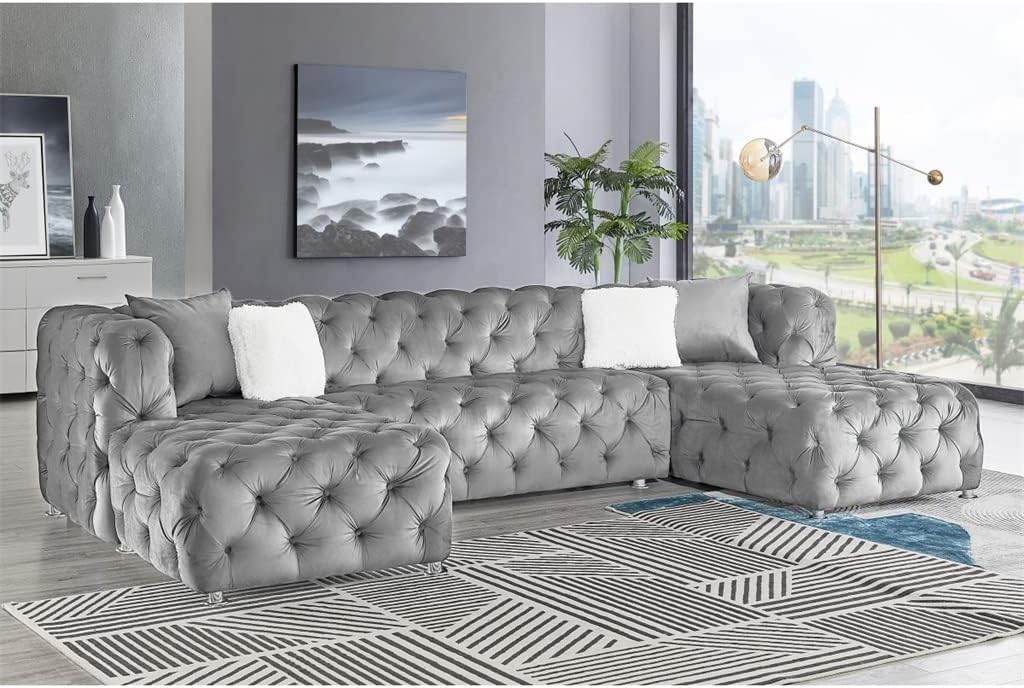 DUYHBAWRS U-shaped sofa review,U-shaped sectional review and rating,is DUYHBAWRS sofa worth buying,velvet modular sofa review pros cons,grey velvet sectional review honest opinion,DUYHBAWRS U-shaped sofa review verdict unboxing and complete package contents